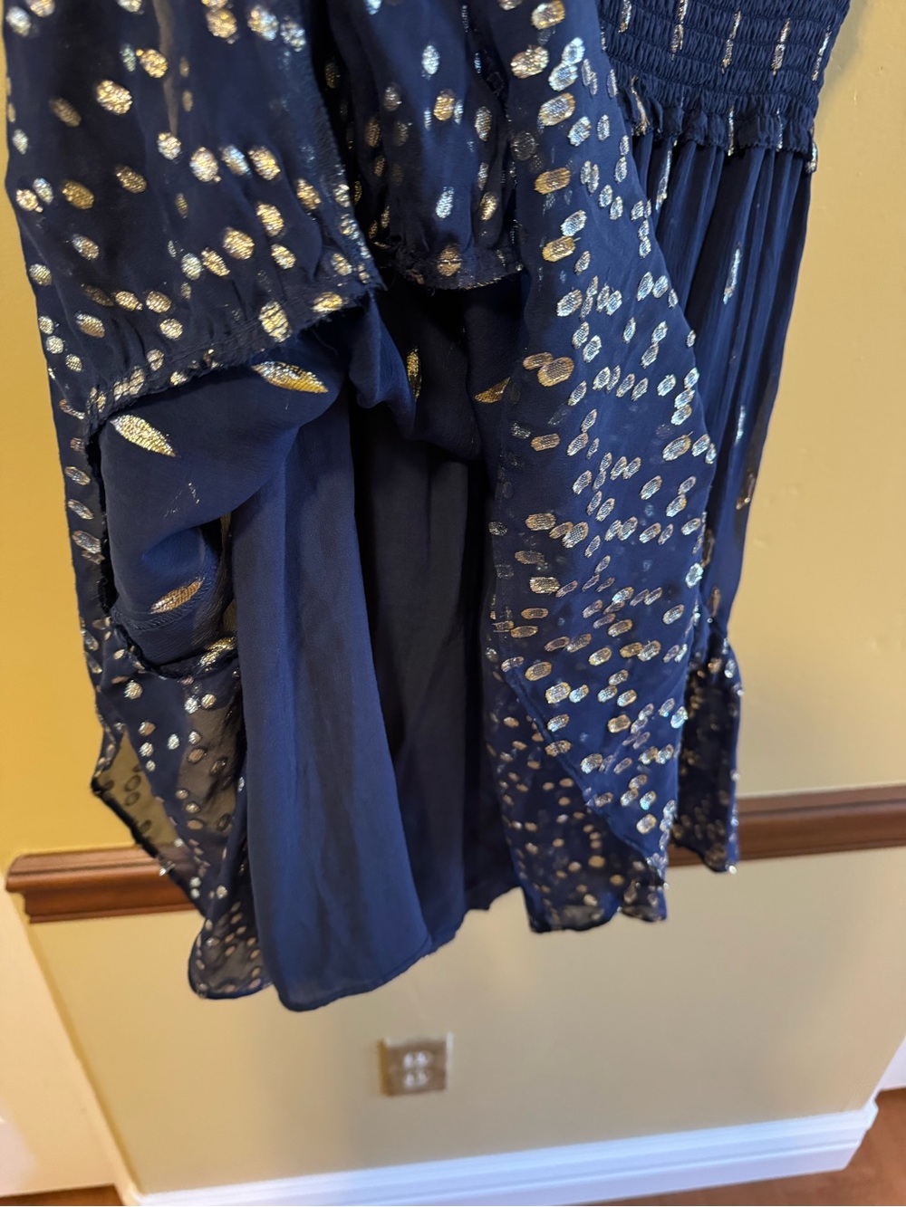 Rebecca Taylor Navy Blue Dress with Silver Dot Accents - Picture 3 of 4
